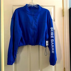 Pure Barre Cropped Blue Sweatshirt with Zipper